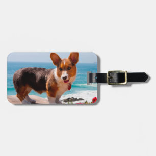 Étiquette À Bagage chiot de Pembroke Welsh Corgi debout sur une table