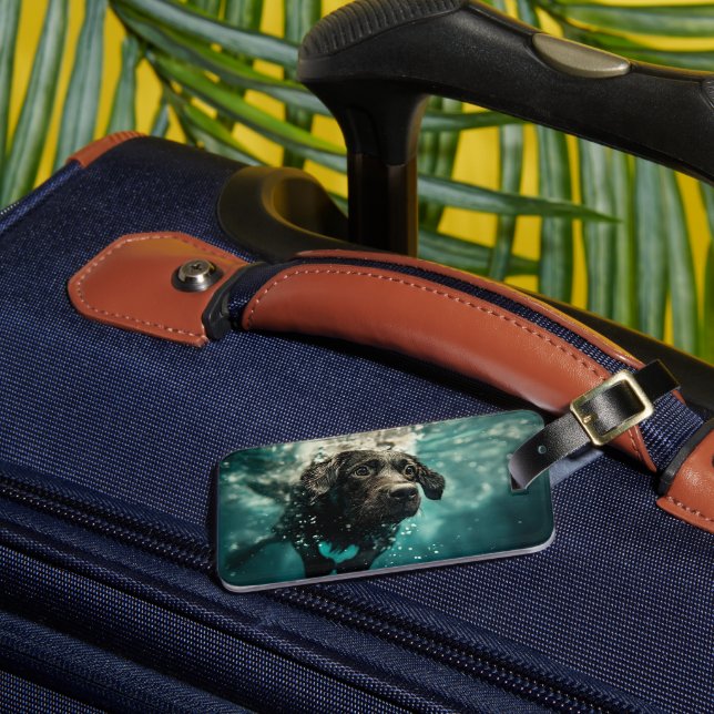 Étiquette À Bagage Chiot labrador nageant sous l'eau Design (Insitu Rectoal 3)
