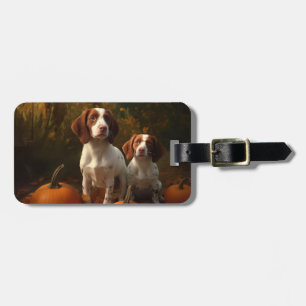 Étiquette À Bagage Chiots Brittany Spaniel Délice d'Automne Citrouill