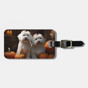 Étiquette À Bagage Chiots Coton De Tulear Délice d'Automne Citrouille