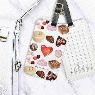 Étiquette À Bagage Chocolat Bonbons confiserie Motif cardiaque