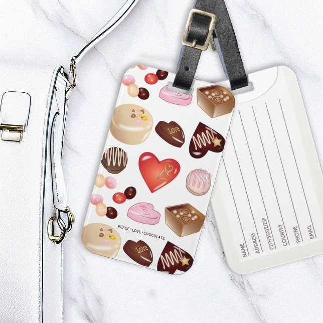 Étiquette À Bagage Chocolat Bonbons confiserie Motif cardiaque (Créateur téléchargé)