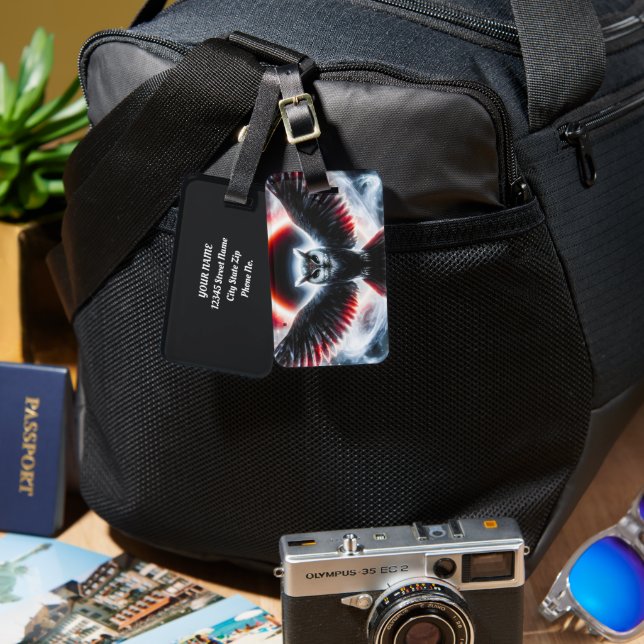 Étiquette À Bagage Chouette céleste cosmique mystique (Recto & Verso)