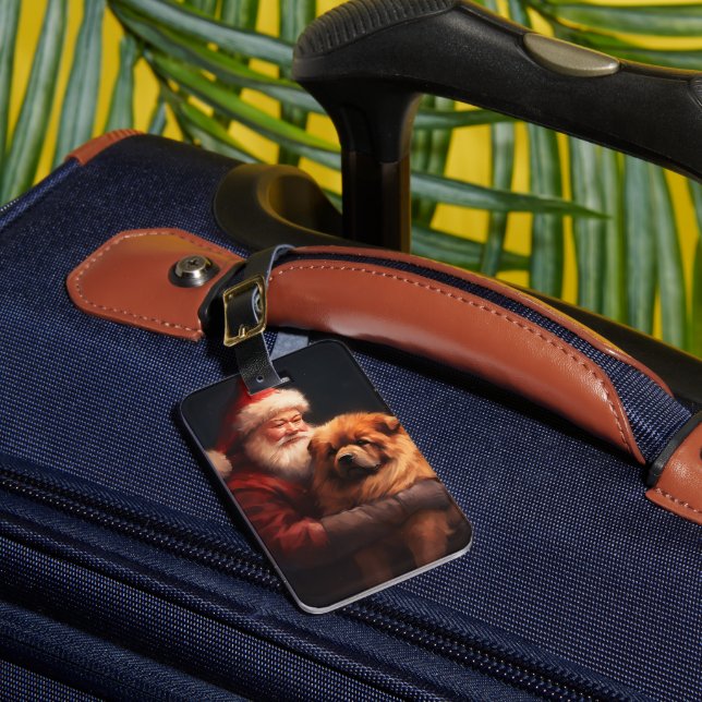 Étiquette À Bagage Chow Chow avec Noël Festif du Père Noël (Insitu Rectoal 1)