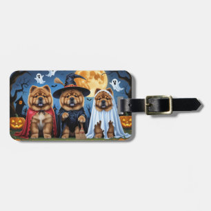 Étiquette À Bagage Chow Chow Chien Citrouille Halloween drôle