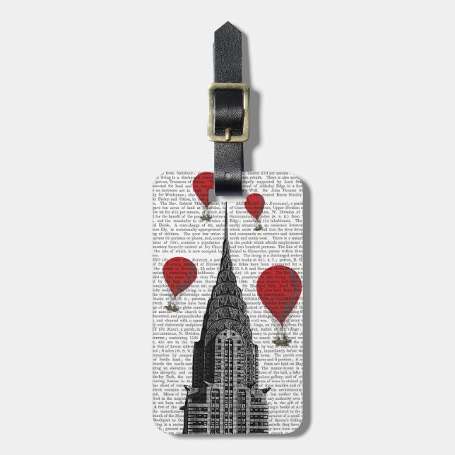 Étiquette À Bagage Chrysler Building et Red Hot Air Ballots (Devant Vertical)