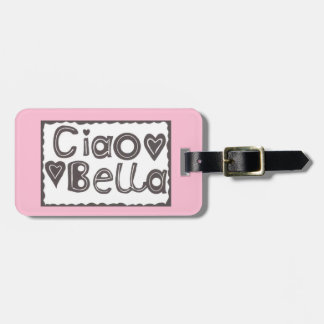 Étiquette À Bagage Ciao Bella Pink and Black Luggage Tag