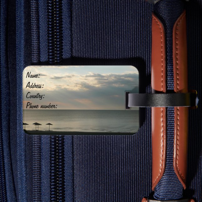 Étiquette À Bagage Ciel matinal au-dessus de la plage en Grèce Paysag (Verso Insitu 2)