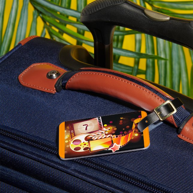 Étiquette À Bagage Cinematic Film Reel and Clapperboard (Créateur téléchargé)