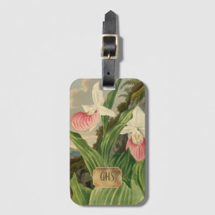 Étiquette À Bagage Ciseleur de dame rose Monogramme orchidée florale 