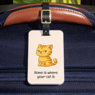 Étiquette À Bagage Citation de chat tigré orange grincheux beige