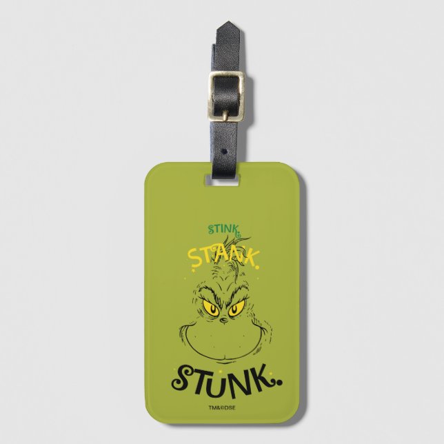 Étiquette À Bagage Citation de Mister Grinch Stink Stank Stunk (Devant Vertical)