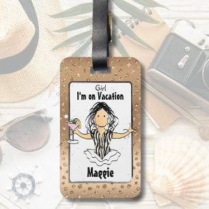 Étiquette À Bagage Citation drôle de dessin animé féminin de vacances