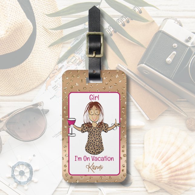 Étiquette À Bagage Citation drôle Femme Dessin animé Vacances Amuseme (Créateur téléchargé)