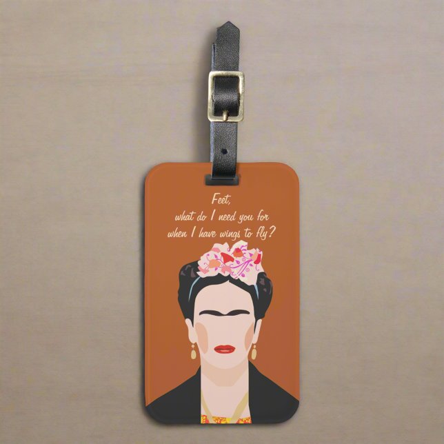 Étiquette À Bagage Citation Inspirationnelle Frida Kahlo Illustration (Créateur téléchargé)