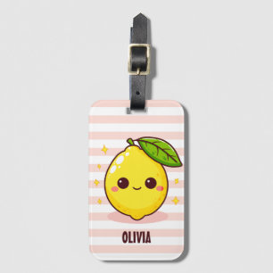 Étiquette À Bagage Citron jaune mignon personnalisé