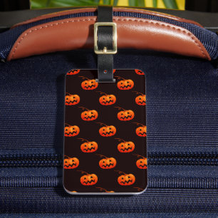 Étiquette À Bagage Citrouille D'Halloween, Citrouille Orange Trou Ou 