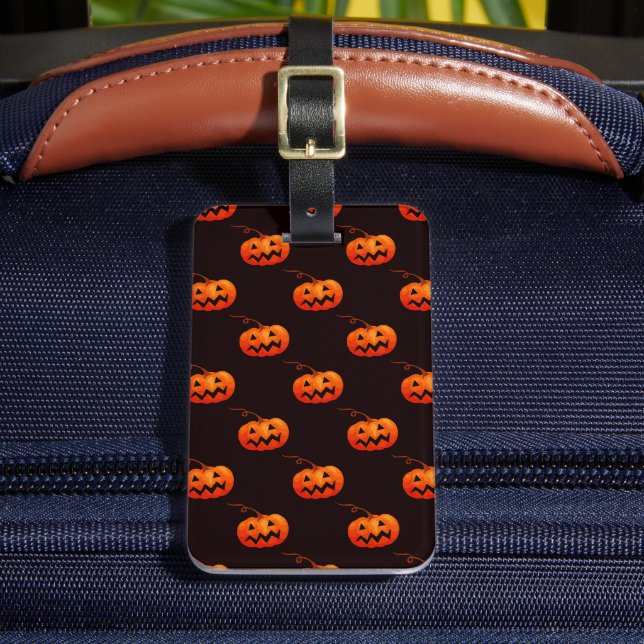 Étiquette À Bagage Citrouilles d'Halloween, Citrouilles Orange Farce  (Insitu Rectoal 2)