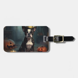 Étiquette À Bagage Citrouilles Épouvantables Boston Terrier Halloween
