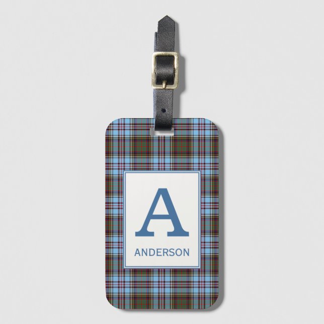 Étiquette À Bagage Clan Anderson Tartan Monogrammed (Devant Vertical)