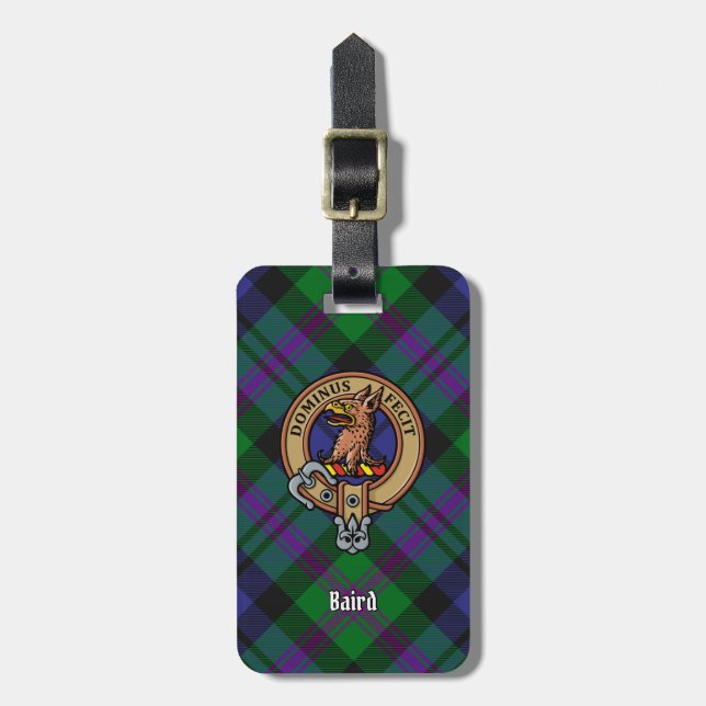 Étiquette À Bagage Clan Baird Crest sur Tartan (Devant Vertical)