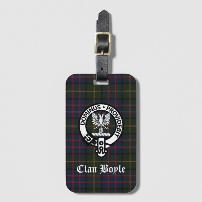 Étiquette À Bagage Clan Boyle Crest Badge & Tartan (Devant Vertical)