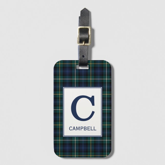 Étiquette À Bagage Clan Campbell d'Argyll Tartan Monogrammed (Devant Vertical)