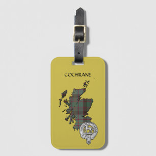 Étiquette À Bagage Clan Cochrane Crest & Hunting Tartan Map