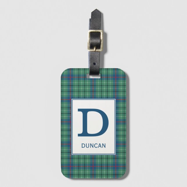 Étiquette À Bagage Clan Duncan Tartan Monogrammé (Devant Vertical)