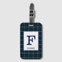 Clan Forbes Tartan Monogramme vert et bleu Plaid