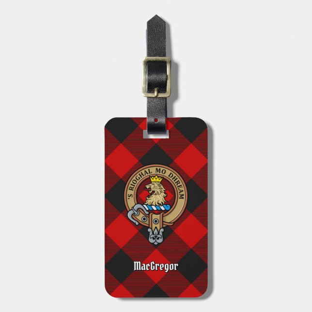 Étiquette À Bagage Clan Gregor Crest sur Rob Roy Tartan (Devant Vertical)
