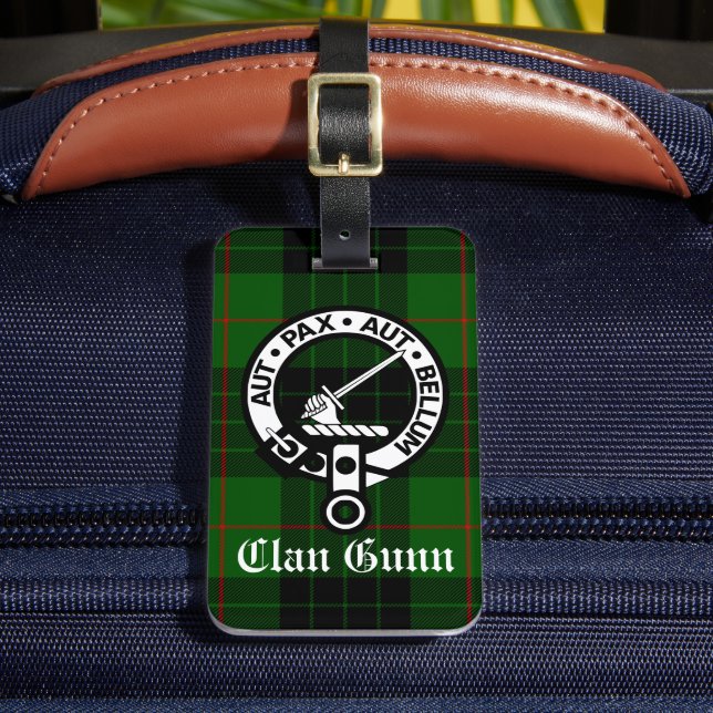 Étiquette À Bagage Clan Gunn Crest Badge et Tartan (Insitu Rectoal 2)