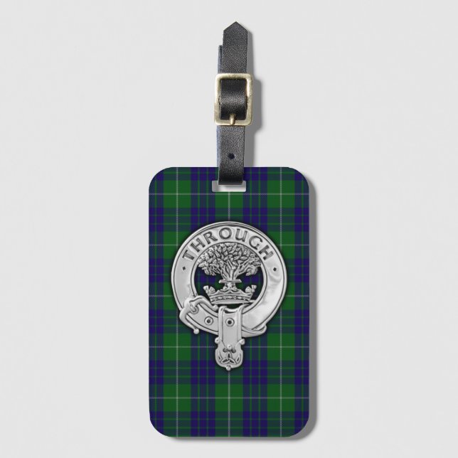 Étiquette À Bagage Clan Hamilton Crest & Hunter Tartan (Devant Vertical)