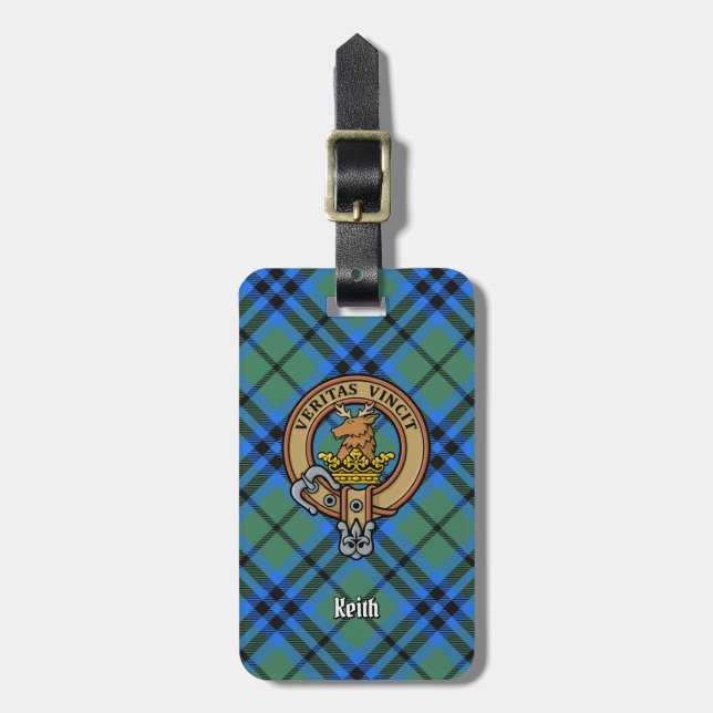 Étiquette À Bagage Clan Keith Crest sur Tartan (Devant Vertical)