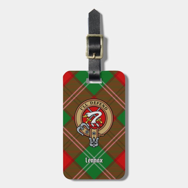 Étiquette À Bagage Clan Lennox Crest sur Tartan (Devant Vertical)