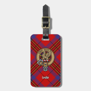 Étiquette À Bagage Clan Leslie Crest sur Red Tartan