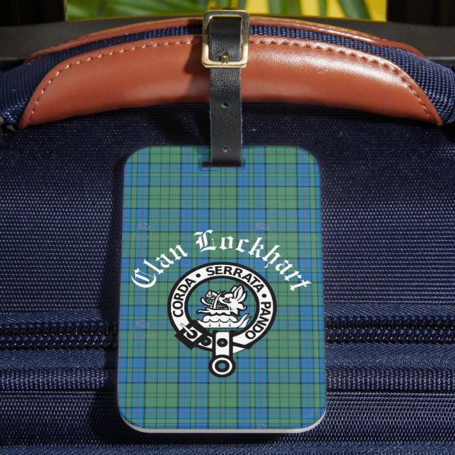 Étiquette À Bagage Clan Lockhart Crest Badge & Tartan (Insitu Rectoal 2)