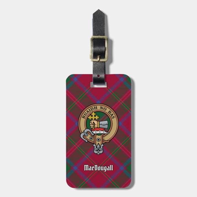 Étiquette À Bagage Clan MacDougall Crest sur Tartan (Devant Vertical)