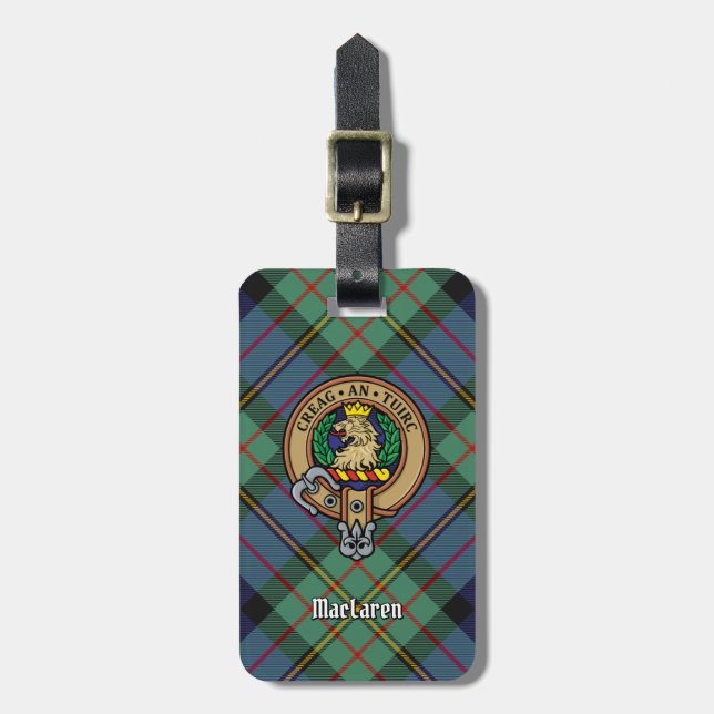 Étiquette À Bagage Clan MacLaren Crest sur Tartan (Devant Vertical)