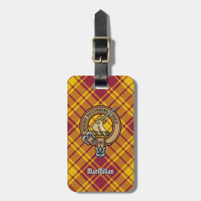 Étiquette À Bagage Clan MacMillan Crest sur le tatan de robe (Devant Vertical)