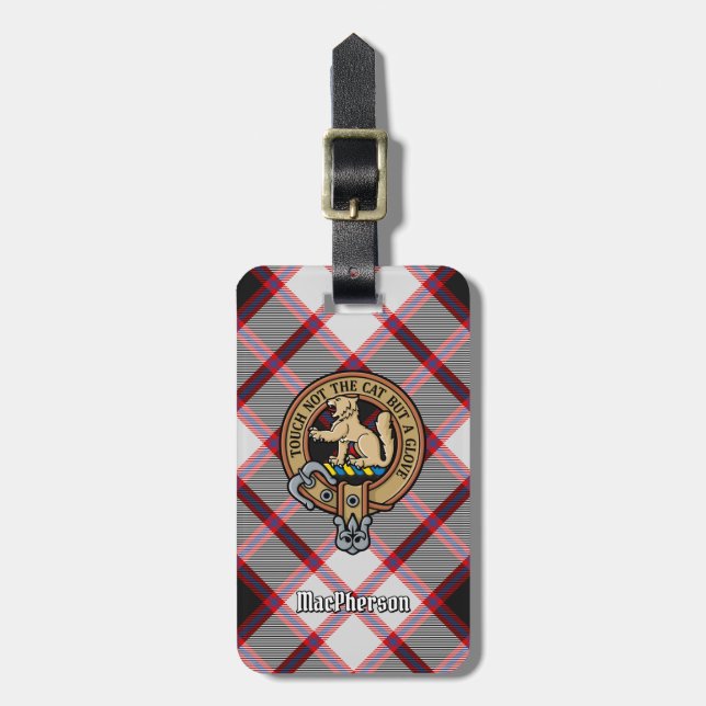 Étiquette À Bagage Clan MacPherson Crest sur la chasse Tartan (Devant Vertical)
