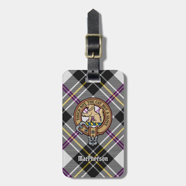 Étiquette À Bagage Clan MacPherson Crest sur le tatan de robe (Devant Vertical)