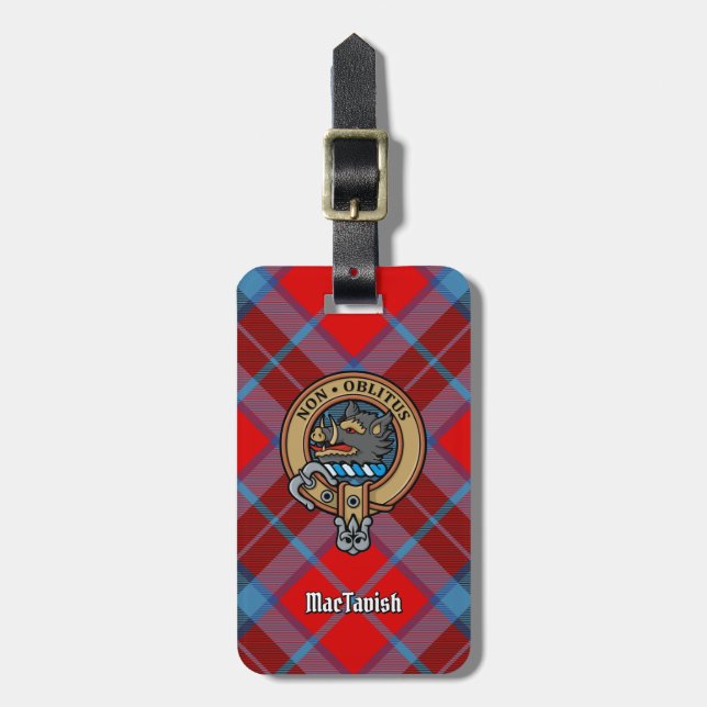 Étiquette À Bagage Clan MacTavish Crest sur Tartan (Devant Vertical)