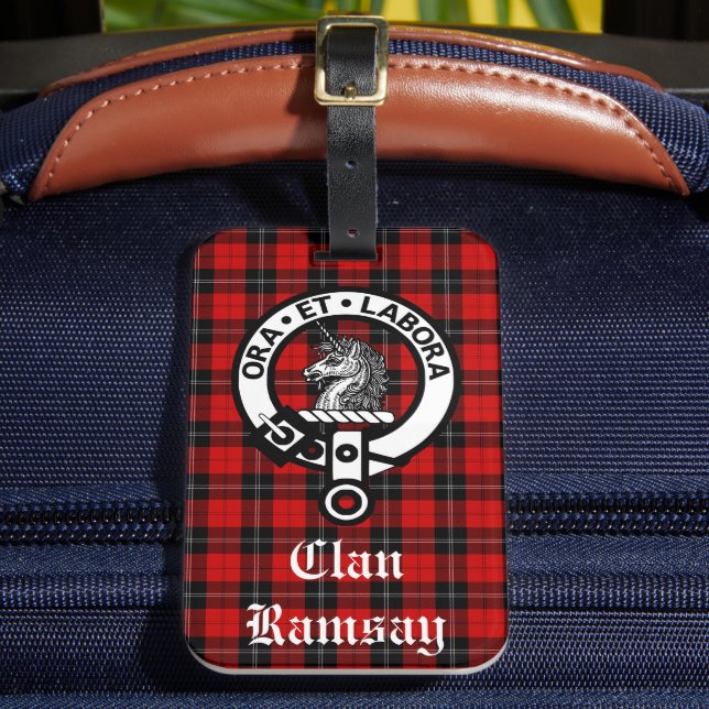 Étiquette À Bagage Clan Ramsay Crest Badge & Tartan personnalisable (Insitu Rectoal 2)
