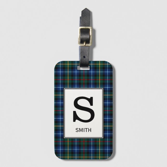 Étiquette À Bagage Clan Smith Tartan Monogrammé (Devant Vertical)