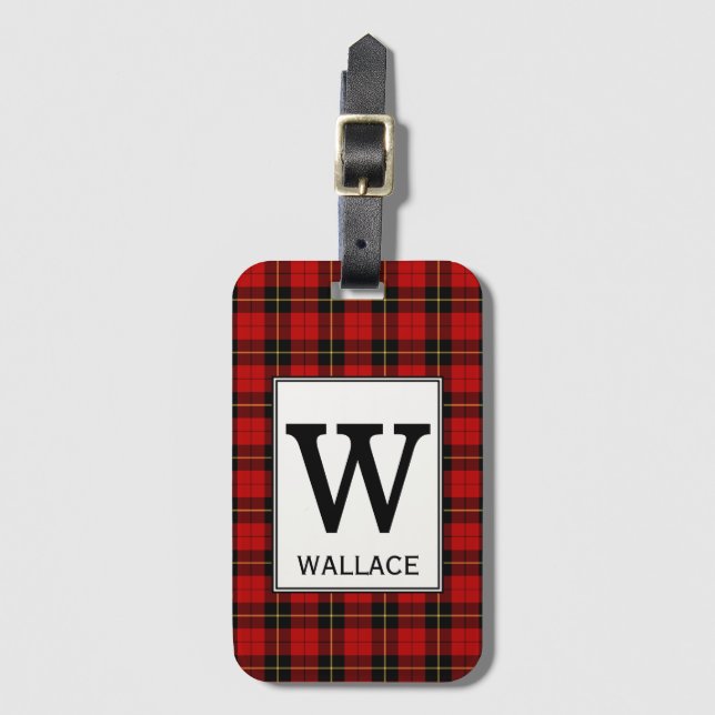 Étiquette À Bagage Clan Wallace Tartan Monogrammé (Devant Vertical)
