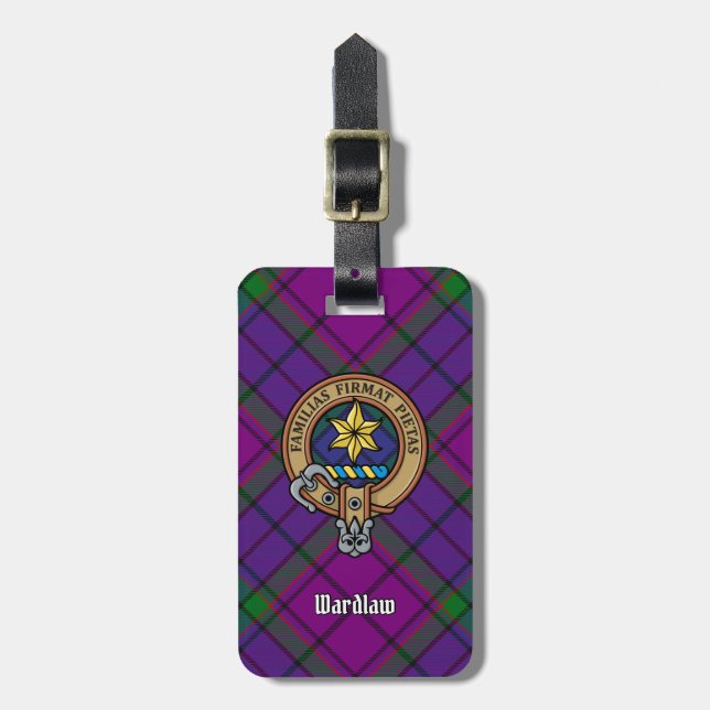 Étiquette À Bagage Clan Wardlaw Crest sur Tartan (Devant Vertical)