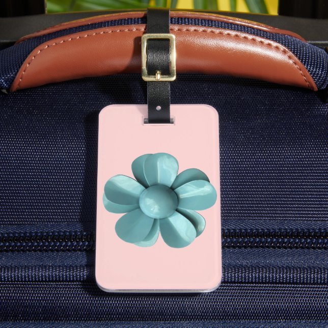 Étiquette À Bagage Classé Pastel Bleu Fleur Bleue Fleur MoD Rose (Insitu Rectoal 2)