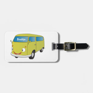 Étiquette À Bagage Classic lime green van cartoon