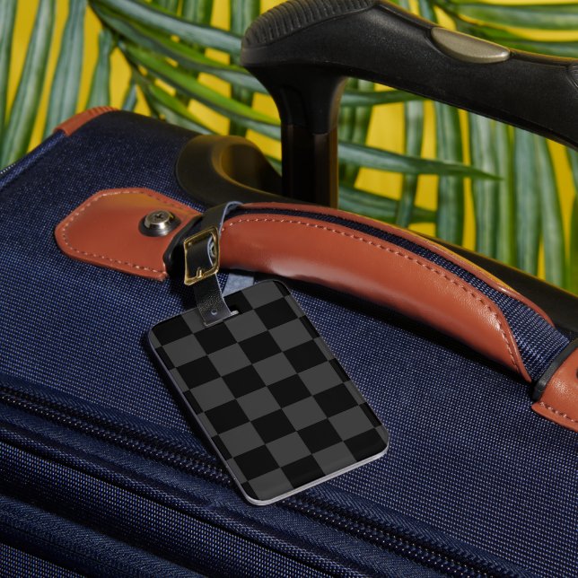 Étiquette À Bagage Classic moderne noir & fumée noir tableau de bord  (Insitu Rectoal 1)
